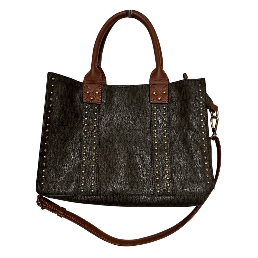 M Marco Collection Brown Monogram 3 pc Set Crossbody Purse Wristlet